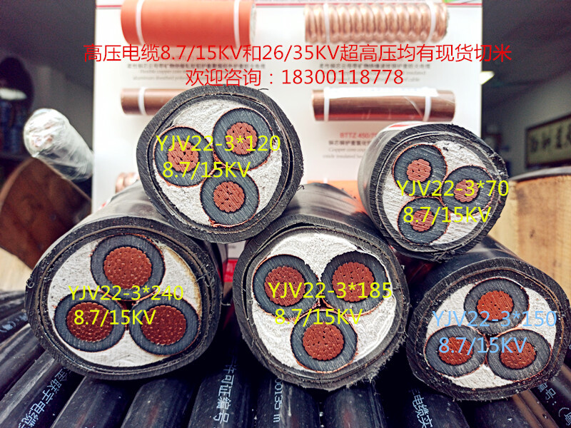 交联电力电缆高压电缆8.7/15KV-YJV22-3*95 26/35KV-YJV62-3*120 - 图0