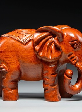 花梨木雕大象摆件一对木质吸水象家居客厅装饰红木装饰工艺品送礼