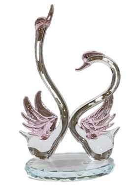 水晶天鹅摆件一对客厅新房电视酒柜装饰品创意爱情鸟轻奢乔迁