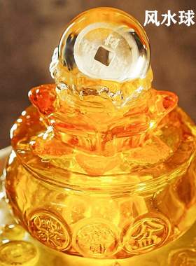 聚宝盆流水摆件循环水招财客厅酒柜小型桌面装饰造景风水轮礼物