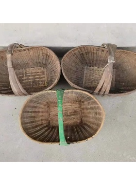 民俗老物件农村旧农具竹编复古竹篮子竹筐子提篮装饰摆件道具怀旧