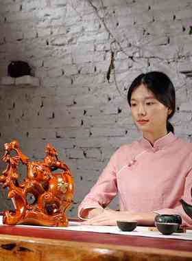 花梨木雕刻貔貅葫芦摆件家居客厅办公室装饰红木质工艺品开业送礼