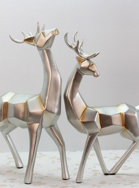 树脂工艺品 欧式创意情侣麋鹿家居装饰品 客厅酒柜摆件 婚庆礼品