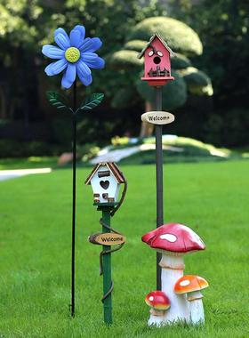 户外庭院创意花园插牌地插别墅欢迎牌草坪阳台造景布置装饰摆件