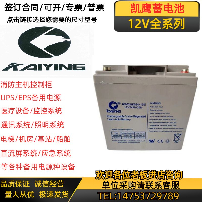 KAIYING蓄电池6FM14KS100-12 12V7AH17AH24AH38AH65AH直流屏 - 图2