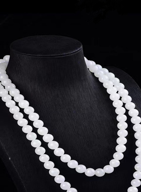 新疆和田玉羊脂白玉m手串男女款手链108颗佛珠天然玉石项链DIY串