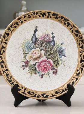 欧式陶瓷盘子摆件创意客厅玄关圆盘工艺品电视柜酒柜家居装饰品