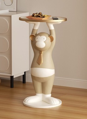 创意落地猴子托盘摆件客厅儿童房布置卧室床头装饰品生日乔迁送礼