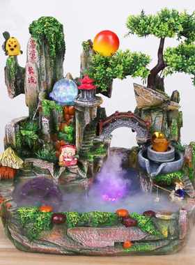 流水喷泉假山风水轮摆件家居客厅加湿器桌面招财鱼缸室内盆景装饰