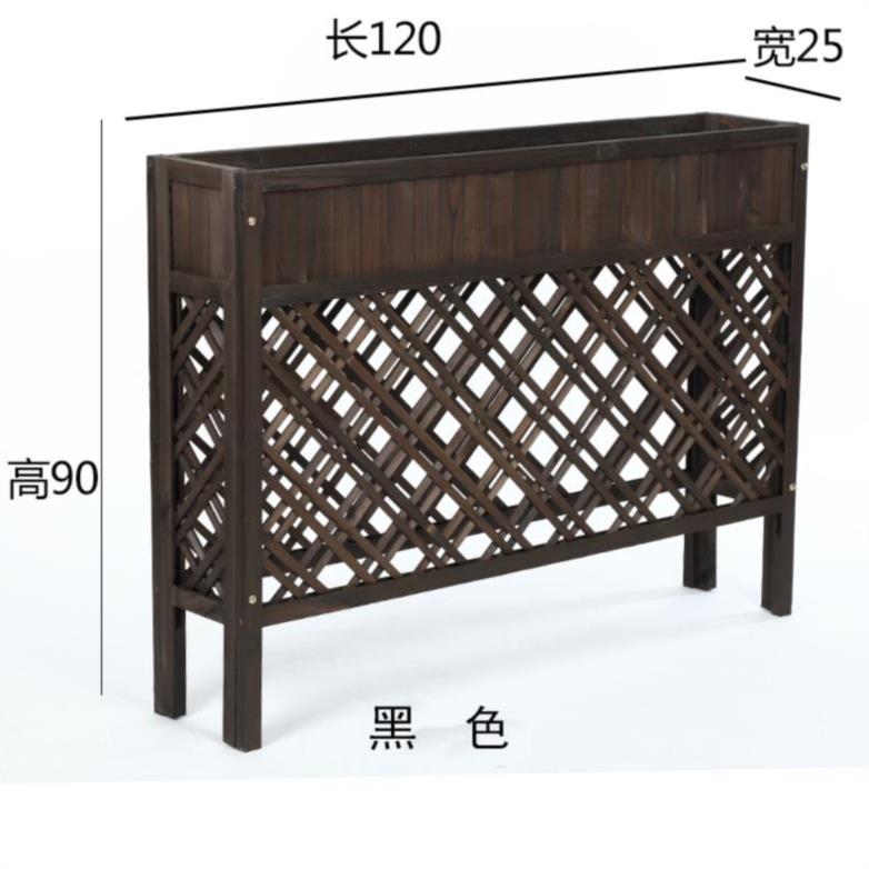 花盆架子庭院餐厅隔断花架阳台木咖啡厅栅栏碳化实木隔离栅栏绿萝-图3