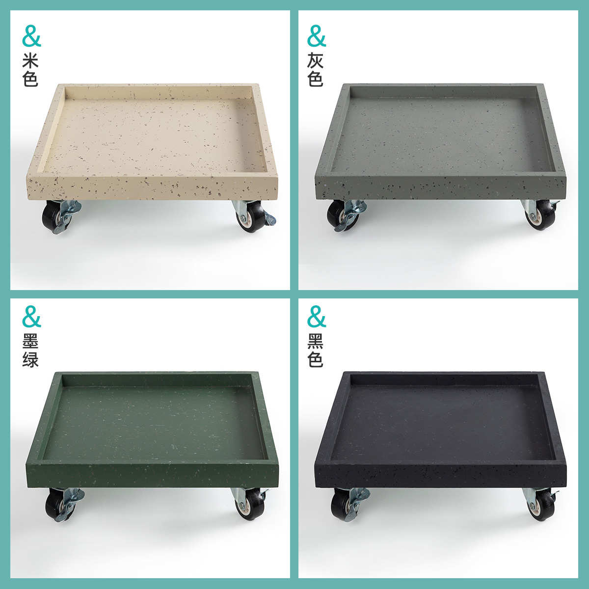 玄之祥石方形移动花盆托盘接水简约带滚轮万向轮底座底盘高级轻奢 - 图1
