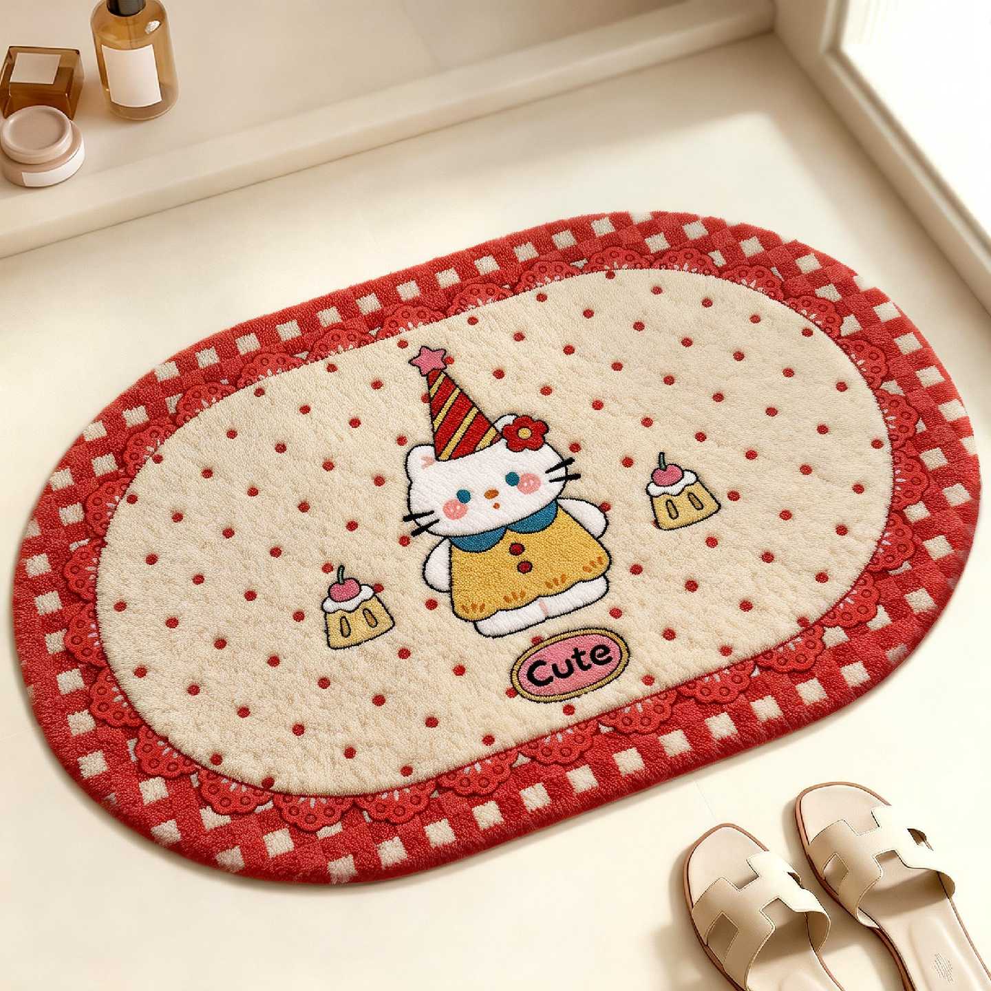 Special bathroom floor mats, bathroom door non-slip foot mats, household toilet thickened plush water-absorbent quick-drying carpets