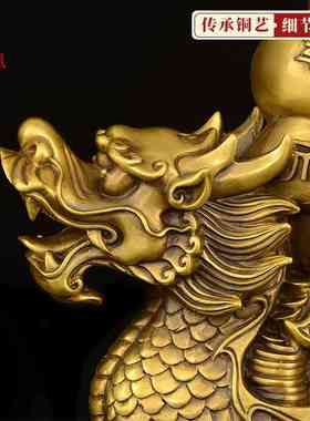 铜一帆风顺帆船摆件黄铜龙头船客厅办公室客厅送礼摆件大号