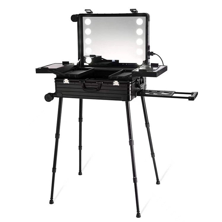 2025铝镁合金带灯化妆箱拉杆箱美发跟妆师美妆美睫万向轮拉杆箱 - 图2