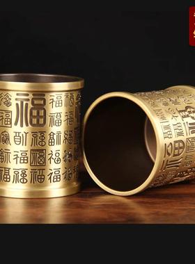 铜百福笔筒摆件  铜笔筒摆件