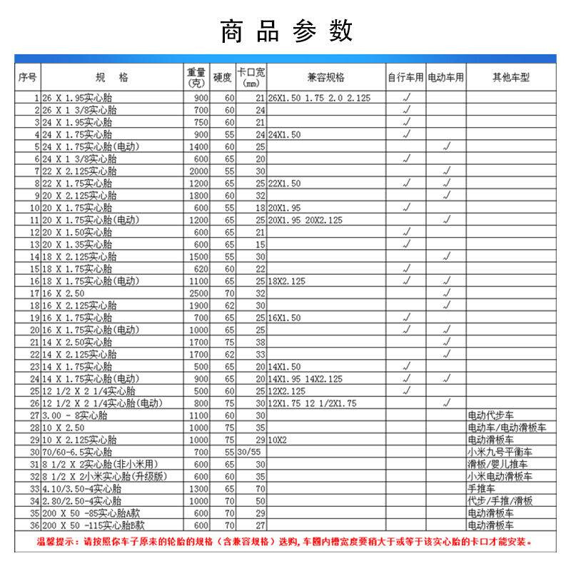 14寸14X1.75自行车实心胎电动车胎 儿童单车免充气轮胎免内胎外胎 - 图1