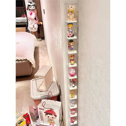 盲盒收纳展示盒墙角单个手办展示架可叠加亚克力高透明防尘收纳盒 - 图0