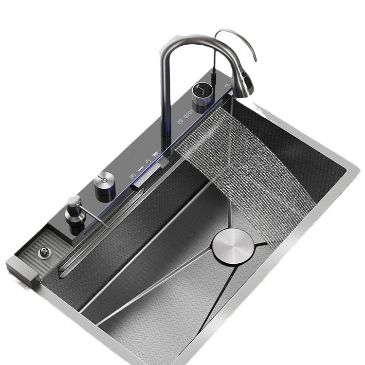 家用304不锈钢厨房洗菜盆水槽纳米飞雨大单槽抽拉式洗碗池数显,淘宝优惠券,粉丝福利购,淘宝优惠卷