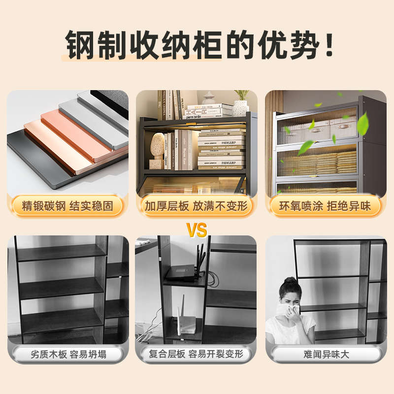 鞋柜家用门口钢制一体多层防尘鞋架大容量室内玄关置物架收纳柜子 - 图0