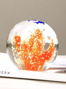 琉璃水晶球珊瑚艺术品摆件现代简约客厅样板间售楼处玄关桌面装饰