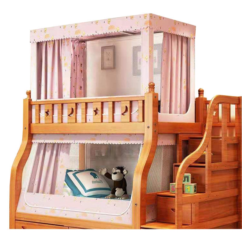 床帘蚊帐子母床梯形下铺1.2m1.5儿童上下高低床1.1m1.3家用1.8米 - 图3