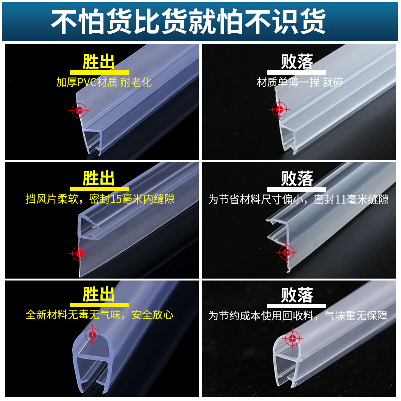 淋浴房挡水条浴室钢化防水卫生间磁吸条防撞玻璃门密封条门缝胶条