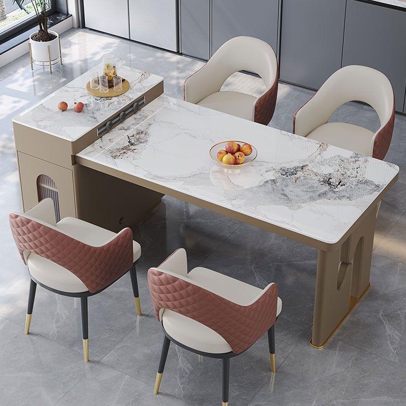 L7岩板餐桌轻奢小户型餐桌一体伸缩现代茶简约家用多功能两用茶桌 - 图1