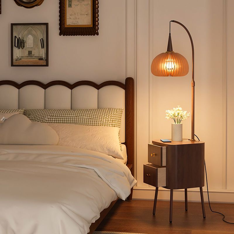 中古风落地灯客厅卧室床头柜氛围沙发旁边置物架法式复古台灯一体 - 图3