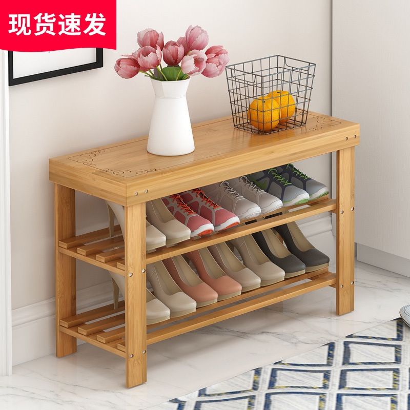 Shoea racek solid wood shoe stool shoe facade dust-proof sim - 图0