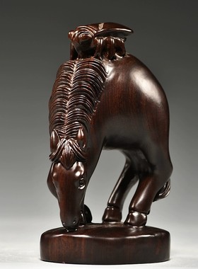 黑檀木雕马上赢摆件家居博古架办公桌面装饰实木质工艺品开业礼品