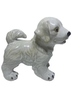 陶瓷黄狗生肖狗摆件中式玄关家居工艺品白金艺术装饰品落地简约