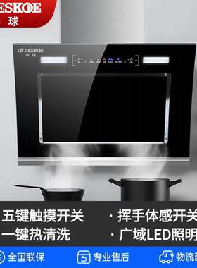 半球油烟机家用厨房抽油烟机大吸力双电机侧吸式自动清洗抽烟机