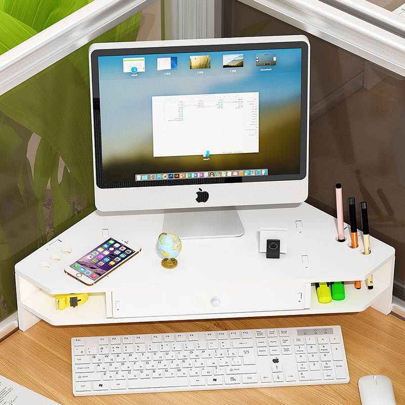 台式电脑增高架桌面收纳盒置物架支架转角显示器办公桌三角形屏幕 - 图2