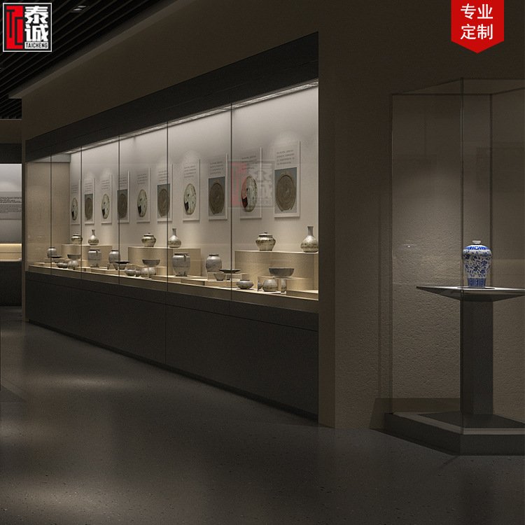 Undertake museum display cabinet design, cultural and creative calligraphy and painting collection cabinet, hand-operated antique exhibition stand, low-reflective glass display cabinet