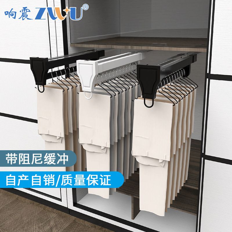 可伸缩裤架衣柜内置架裤子拉神器衣服伸缩滑轨挂收纳抽裤子轨道裤 - 图0