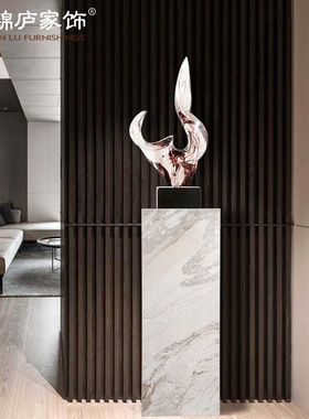 新品定制酒店装饰品摆件现代雕塑底座客厅展示台大理石艺术品创意