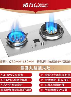 威力燃气灶爆炒家宴灶厨房智能定时不锈钢直喷猛火家用双燃气灶