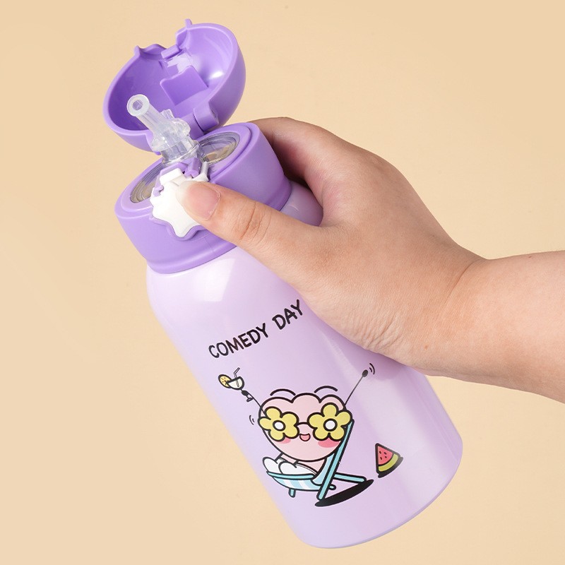 新款儿童保温杯女孩男双饮便携上学小学生水杯吸管幼儿园宝宝水壶 - 图1