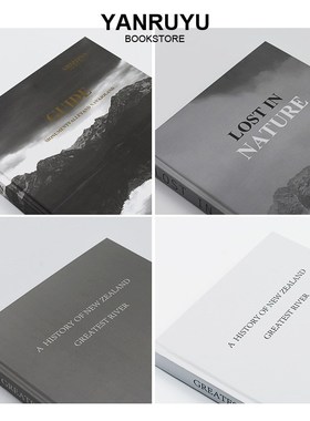 简约黑白灰精装外文组装饰品书摆件现代样板房书柜英文书陈设家居