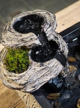 汉韵堂中式桌面流水摆件创意办公室书架茶台室内小型喷泉装饰景观