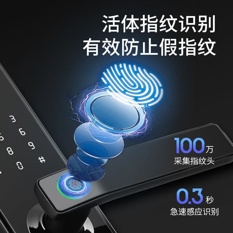 半自动一握开指纹锁家用入户门电子锁密码门锁防盗门密码锁智能 - 图0