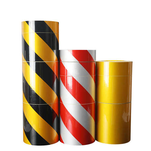 反光警示胶带5cm10cm黑黄红白反光膜地贴纸耐磨不掉色安全划线贴 - 图0