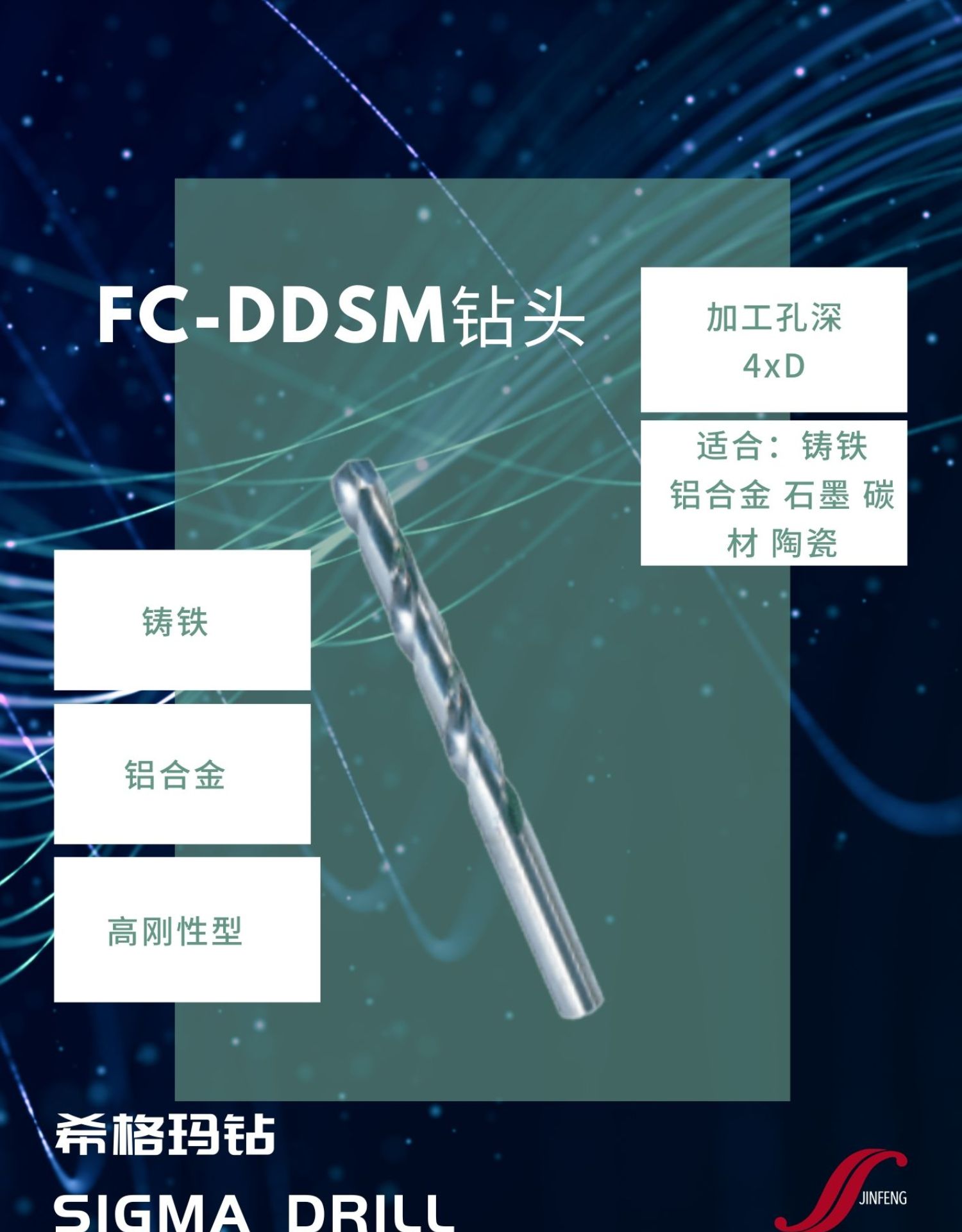 日本黛杰DIJET铸铁用整体式希格玛钻头长刃Sigma\FC-DDSL\FC-DDSM - 图2