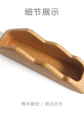 实木名片盒桌面木质名片夹托商务办公桌收纳名片座简约创意名片架