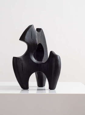 简约现代黑色抽象雕塑摆件客厅玄关柜案几桌面陈设售楼处柜子饰品