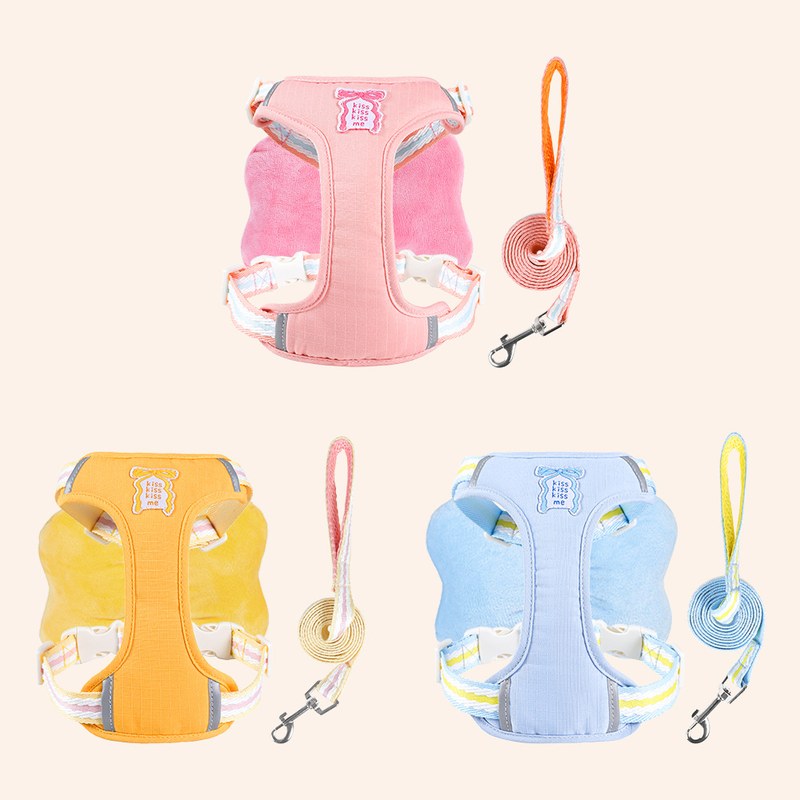 网红狗狗牵引绳小型犬背心式防挣脱遛狗牵狗绳比熊泰迪宠物胸背带 - 图2