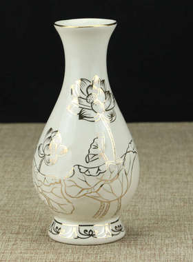 陶瓷净水瓶观音花瓶佛前净水瓶莲花瓶供水瓶甘露瓶家居摆件插花瓶