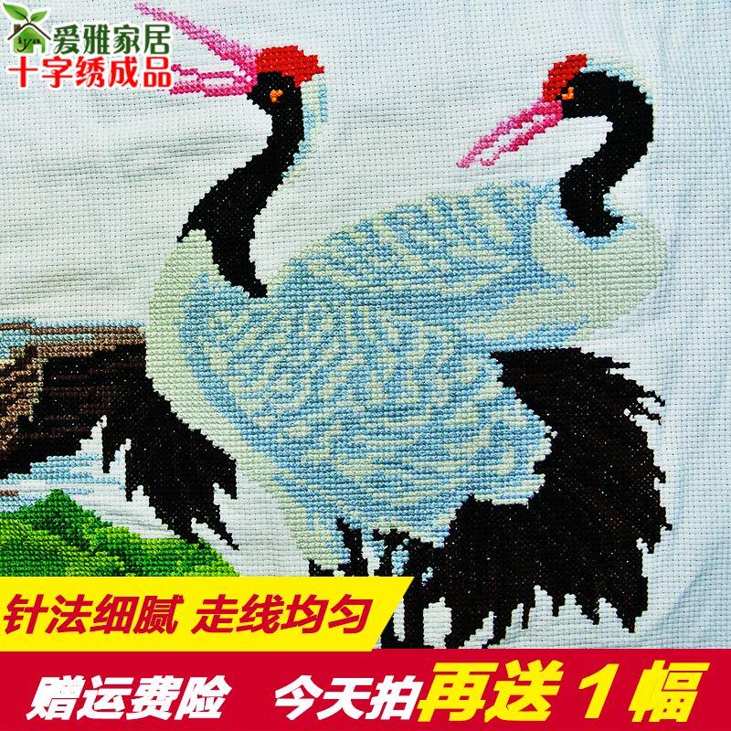 2024新款绣客厅家和万事兴十字绣成品机绣已绣好的出售线绣迎客松 - 图1