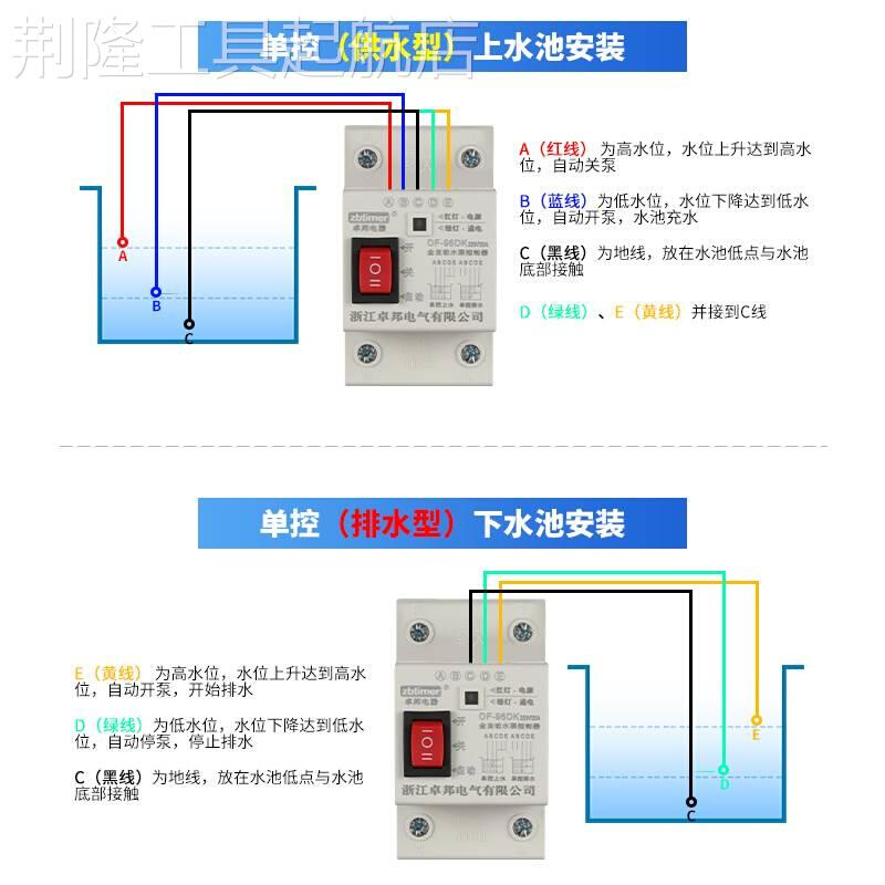 水塔抽水位全自动控水DF96DK泵液位继器直流1制2电 24v浮球开关器 - 图2