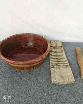 民俗老物件怀旧农村洗衣工具老搓衣板木盆棒槌杂项老东西道具摆i.